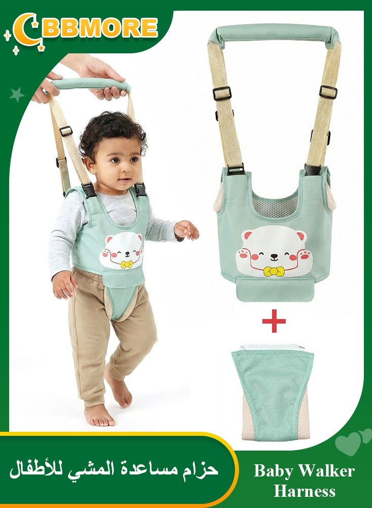 BBMORE Baby Walker Harness, Adjustable Handheld Kids Walker Helper Assistant Belt with Detachable Crotch for 7-24 Month Old (Green) - Image 1